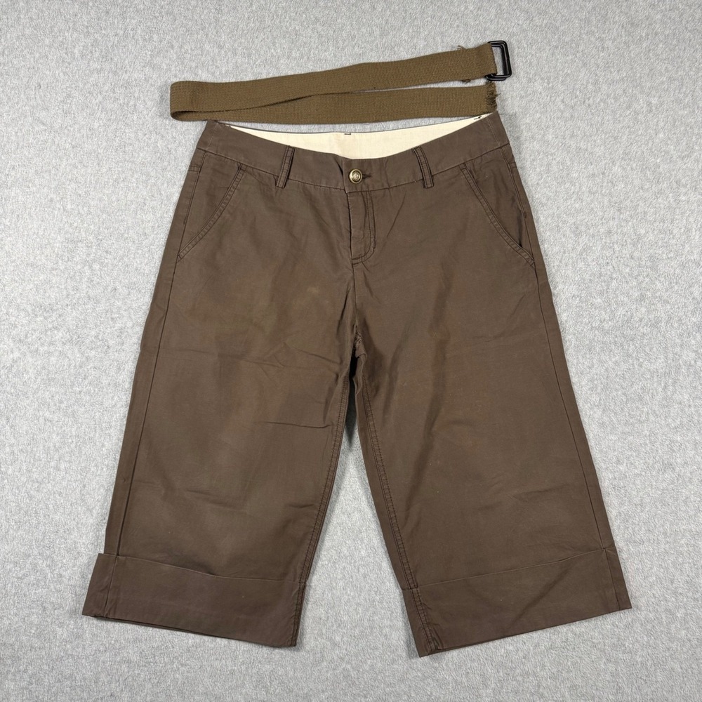 Hurley Shorts Womens Brown Cargo Bermuda Belted Cotton Size (7)
